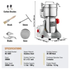 VEVOR 500g Electric Grain Mill Grinder, High Speed 2000W Commercial Spice Grinders, Stainless Steel Pulverizer Powder Machine -Vevor GUEST 6bc1e491 56c3 4d7a b977 d9fe4a9961d7