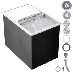 VEVOR Drop In Ice Chest, 27"L X 18"W X 21"H Stainless Steel Ice Cooler, Commercial Ice Bin With Sliding Cover, 40.9 Qt Outdoor Kitchen Ice Bar -Vevor GUEST 6c50ce1e b09b 444c 94ec ed7d668921b5