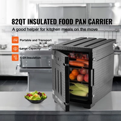 VEVOR Insulated Food Pan Carrier, 82 Qt Hot Box For Catering, LLDPE Food Box Carrier With Double Buckles, Front Loading Food Warmer For Restaurant 2 VEVOR Insulated Food Pan Carrier, 82 Qt Hot Box For Catering, LLDPE Food Box Carrier With Double Buckles, Front Loading Food Warmer For Restaurant - Image 2