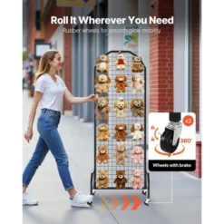 VEVOR 2 Packs Grid Wall Panels, 1.9 X 5.4 Ft Wire Grid Panels Display Rack, Movable Art Display Shelf With Wheels And 20 Hooks, Black -Vevor GUEST 6cba5da4 a3fc 4624 b499 512ef08d33ad