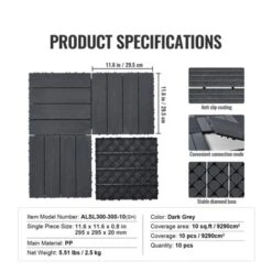 VEVOR Interlocking Deck Tiles, 10 Pack,12"x12" 10 Sq. Ft Plastic Waterproof Outdoor Flooring All Weather Use, Patio Floor Decking Covering Tiles 14 VEVOR Interlocking Deck Tiles, 10 Pack,12"x12" 10 Sq. Ft Plastic Waterproof Outdoor Flooring All Weather Use, Patio Floor Decking Covering Tiles -Vevor GUEST 6cdb8081 0c38 4c0e abc4 ed46746a18e0