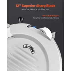VEVOR Automatic Meat Slicer, 180W + 370W Deli Slicer With A 12 Inch Premium 65Mn Blade, 0-0.3 Inch Adjustable Thickness, Silver -Vevor GUEST 6d02a526 5432 4627 b7f4 5ac698c93a05