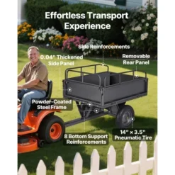 VEVOR Garden Utility Trailer, 10 Cu. Ft & 500lbs Capacity, ATV UTV Hauling Trailer, Tow Behind Steel Dump Cart With 14" Tires, Hand Pull, Black -Vevor GUEST 6d1e6c42 19fd 4953 8c91 168e28f640da