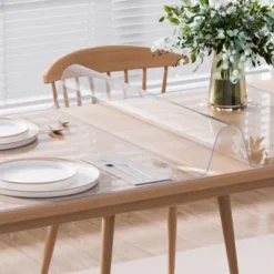 VEVOR Plastic Table Cover, 42 X 72 Inch 2.0 Mm Thick Clear Table Protector, Rectangle PVC Desk Mat, Waterproof & Easy Cleaning, Transparent