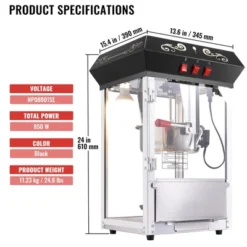 VEVOR Popcorn Maker, 850W Popcorn Popper Machine, 8 Oz Kettle Makes 48 Cups Per Batch, Countertop Popcorn Maker With Tempered Glass, Black 14 VEVOR Popcorn Maker, 850W Popcorn Popper Machine, 8 Oz Kettle Makes 48 Cups Per Batch, Countertop Popcorn Maker With Tempered Glass, Black -Vevor GUEST 6df47b3c ba6f 4344 8d14 4f4afd9fee39