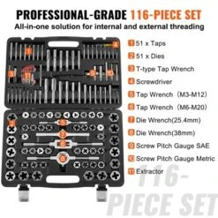 VEVOR Tap And Die Set, 116-Piece Include Metric And SAE Size, Bearing Steel Taps And Dies, Essential Threading Tool -Vevor GUEST 6e0965e9 c7c2 4d34 b134 c90ad3b6ae30