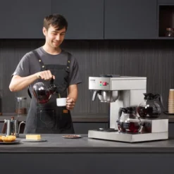 VEVOR 12 Cups Commercial Drip Coffee Maker, Coffee Maker Machine With 3 Glass Carafes And 3 Warmer Plates, Silver