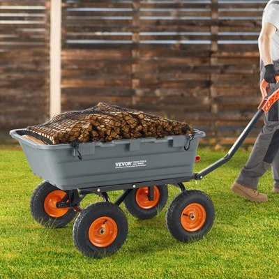 VEVOR Garden Cart, Durable Poly Dump Cart With Simple Assembly Steel Frame, Versatile Dump Wagon With Dual-Function Handle 1 VEVOR Garden Cart, Durable Poly Dump Cart With Simple Assembly Steel Frame, Versatile Dump Wagon With Dual-Function Handle