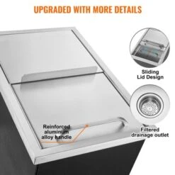 VEVOR Drop In Ice Chest, 18"L X 12"W X 14.5"H Stainless Steel Ice Cooler, Commercial Ice Bin With Sliding Cover, 40.9 Qt Outdoor Kitchen Ice Bar -Vevor GUEST 6ebf44ab 4680 4e8c a732 e8d226460734