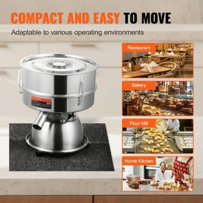 VEVOR Automatic Electric Vibrating Sieve, Stainless Steel Sifter Shaker Machine With 40+60 Mesh, 45W Automatic Powder Sifter Machine Countertop 4 VEVOR Automatic Electric Vibrating Sieve, Stainless Steel Sifter Shaker Machine With 40+60 Mesh, 45W Automatic Powder Sifter Machine Countertop - Image 4