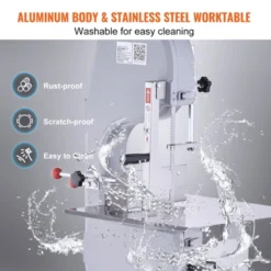 VEVOR Electric Meat Bandsaw, 1500W Stainless Steel Vertical Bone Sawing Machine, Workbeach 19.3" X 15", 0.16-7.9 Inch Cutting Thickness, Silver -Vevor GUEST 6f581a3f af80 4516 91c0 879f4a235597