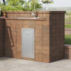 VEVOR Pull Out Trash Drawer 13.6Wx26Hx19.3D Inch Lower Sliding Rails Stainless Steel Roll Out Trash Bin Pull Out Tray, Silver(No Trash Can)