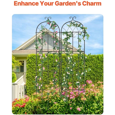 VEVOR Garden Trellis For Climbing Plants, 87 X 20 In, 2 Packs Rustproof Metal Garden Flower Trellis, Outdoor Climbing Rose Trellis Cucumbers Support 3 VEVOR Garden Trellis For Climbing Plants, 87 X 20 In, 2 Packs Rustproof Metal Garden Flower Trellis, Outdoor Climbing Rose Trellis Cucumbers Support - Image 3