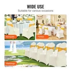 VEVOR Stretch Spandex Folding Chair Covers, Universal Fitted Chair Cover, Removable Washable Protective Slipcovers,for Wedding, (50PCS Ivory White) -Vevor GUEST 6fd2f0c9 18fb 41a7 a4a4 64ebddc63399