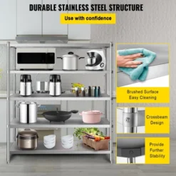 VEVOR Storage Shelf, 5-Tier Storage Shelving Unit, Stainless Steel Garage Shelf, 70.9 X 17.7 X 70.9 Inch Heavy Duty Storage Shelving, Silver -Vevor GUEST 7067433a 7e4f 4af2 9c2a 9b93e8f14b68