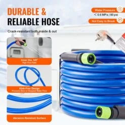 VEVOR 30ft Heated Water Hose For RV, Heated Drinking Water Hose Antifreeze To -45°F, Automatic Self-regulating, 5/8" I.D. With 3/4" GHT Adapter, Blue -Vevor GUEST 7085f73a 7577 4ac5 abbc 9b87d012d682