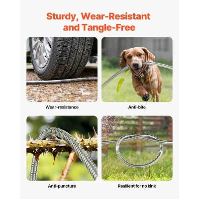 VEVOR Metal Garden Hose 100 Ft, Rust Proof Stainless Steel Water Hose, Heavy Duty Backyard Hose With 10 Function Nozzle, Silver 3 VEVOR Metal Garden Hose 100 Ft, Rust Proof Stainless Steel Water Hose, Heavy Duty Backyard Hose With 10 Function Nozzle, Silver - Image 3