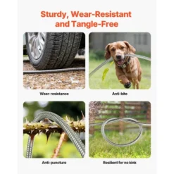 VEVOR Metal Garden Hose 200 Ft, Rust Proof Stainless Steel Water Hose, Heavy Duty Backyard Hose With 10 Function Nozzle, Silver -Vevor GUEST 70da2f1a d562 49f2 85e6 0b42dd6de0fb 2