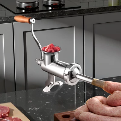 VEVOR Manual Meat Grinder, 304 Stainless Steel Hand Meat Grinder With Steel Table Clamp, Meat Mincer Sausage Maker, Silver 1 VEVOR Manual Meat Grinder, 304 Stainless Steel Hand Meat Grinder With Steel Table Clamp, Meat Mincer Sausage Maker, Silver