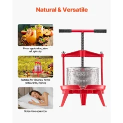 VEVOR 2.38 Gal/9L Fruit Wine Press, Stainless Steel Basket With Cross-beam And Triangular Structure, Manual Juice Maker, Red -Vevor GUEST 72226c59 92f9 48ff 8aec 767d7e4952d1
