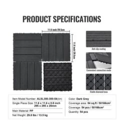 VEVOR Interlocking Deck Tiles, 54 Pack,12"x12" 54 Sq. Ft Plastic Waterproof Outdoor Flooring All Weather Use, Patio Floor Decking Covering Tiles -Vevor GUEST 723be701 8469 492f 921f 2c235b115f2c