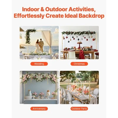 VEVOR Over The Table Rod Stand With Clamps, 13"-42" Tall & 28"-98" Length Adjustable, 2 Packs Table Arch Stand, Tabletop Balloon Arch Frame, Gold 5 VEVOR Over The Table Rod Stand With Clamps, 13"-42" Tall & 28"-98" Length Adjustable, 2 Packs Table Arch Stand, Tabletop Balloon Arch Frame, Gold - Image 5