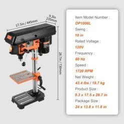 VEVOR Tabletop Drill Press: 3.2 Amp, 120V, 5-Speed Settings, Durable Cast Iron Build, 10-inch Swing, Worktable Tilts 0-45° -Vevor GUEST 72b87ef6 7130 40c7 b517 ab6b5a9d8c96