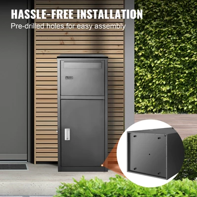 VEVOR Package Delivery Boxes For Outside 16.2"x15.8"x44", Galvanized Steel Package Delivery Box With Coded Lock, Removable Anti-theft Baffle, Black 6 VEVOR Package Delivery Boxes For Outside 16.2"x15.8"x44", Galvanized Steel Package Delivery Box With Coded Lock, Removable Anti-theft Baffle, Black - Image 6