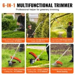 VEVOR 33CC 6-in-1 Multi-Functional Trimming Tools, Gas Hedge Trimmer, Weed Eater, String Trimmer, Brush Cutter,Edger,Pole Saw Chainsaw Pruner, Black -Vevor GUEST 734652a7 4bdc 43af a91b d8d586de8f78