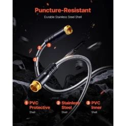 VEVOR Metal Garden Hose 150 Ft, Rust Proof Stainless Steel Water Hose, Heavy Duty Backyard Hose With 10 Function Nozzle, Silver -Vevor GUEST 737de542 ca01 4ac3 99df 402314997a0e 3