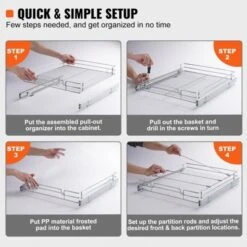 VEVOR 14"W X 21"D Pull Out Cabinet Organizer, Heavy Duty Slide Out Pantry Shelves, Chrome-Plated Steel Roll Out Drawers, Sliding Drawer Storage -Vevor GUEST 742569c0 15b4 4c79 b785 0a06808c9696