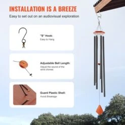VEVOR Wind Chimes For Outside, 60 In, Deep Tone Wind Chimes With 6 Tubes, Unique Large Memorial Wind Chimes For Anniversary, Black -Vevor GUEST 747782a1 bbac 49b0 a73e c5eef05da795