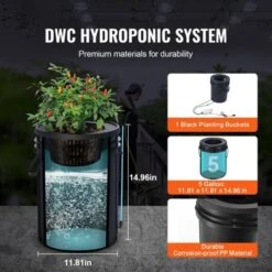 VEVOR DWC Hydroponics Grow System, Hydroponic Growing System With Top Drip Kit, 5-Gallon Deep Water Culture With Air Pump, Black -Vevor GUEST 74dc561e e2e1 4017 a162 177c14604f2d