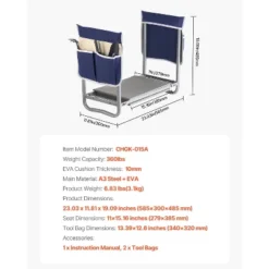 VEVOR Garden Kneeler And Seat, 11 In Wide Kneeling Pad, Heavy Duty Garden Kneeling Stool, Folding Garden Seat With 2 Tool Bags, Silver&Blue -Vevor GUEST 75305ee6 c200 439d b25c 79e82c7cebb8