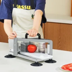 VEVOR Commercial Tomato Slicer, 1/4 Inch Tomato Cutter Slicer, Stainless Steel Heavy Duty Tomato Slicer Machine, Manual Tomato Slicer