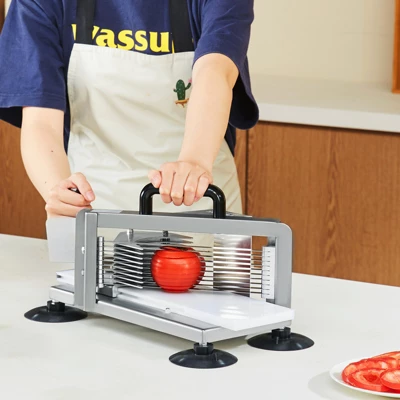 VEVOR Commercial Tomato Slicer, 1/4 Inch Tomato Cutter Slicer, Stainless Steel Heavy Duty Tomato Slicer Machine, Manual Tomato Slicer 1 VEVOR Commercial Tomato Slicer, 1/4 Inch Tomato Cutter Slicer, Stainless Steel Heavy Duty Tomato Slicer Machine, Manual Tomato Slicer