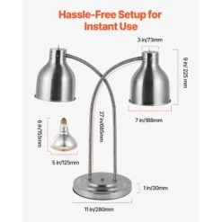 VEVOR Food Heat Lamp, 500W Electric Commercial Food Warmer Light, 2-Head Stainless Steel French Fry Heating Lamp With 3 Bulbs, Silver 13 VEVOR Food Heat Lamp, 500W Electric Commercial Food Warmer Light, 2-Head Stainless Steel French Fry Heating Lamp With 3 Bulbs, Silver -Vevor GUEST 755c6dd1 84d6 47c3 90a9 5aaaeec9e05c