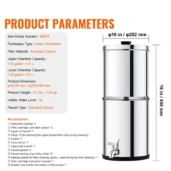 VEVOR Gravity-fed Water Filter System, 1.5G 304 Stainless-Steel Countertop System, Water Filtration System, Reduces Lead And Up To 99% Of Chlorine -Vevor GUEST 75620b1f e680 4d8f 85fb 58d8f9f27942