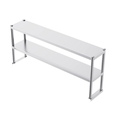 VEVOR Double Overshelf, Double Tier Stainless Steel Overshelf, 12 X 60 Inch Double Deck Overshelf, Height Adjustable Overshelf Prep Work Table 8 VEVOR Double Overshelf, Double Tier Stainless Steel Overshelf, 12 X 60 Inch Double Deck Overshelf, Height Adjustable Overshelf Prep Work Table - Image 8