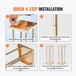 VEVOR 4PCS Gold Metal Column Wedding Flower Stand, 23.6inch High With Metal Laminate, Vase Geometric Centerpiece Stands, Cylindrical Floral Display -Vevor GUEST 75b4bbdb 10d0 42f5 bb9c 17812fe07a17