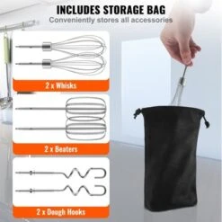 VEVOR Digital Electric Hand Mixer, 5-Speed, 200W Portable Electric Handheld Mixer, With Turbo Boost Beaters Dough Hooks Whisk Storage Bag,White -Vevor GUEST 76040d38 df2a 43fa 8367 f56a0f57df2a