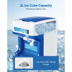 VEVOR Commercial Ice Shaver Crusher, 286lbs Per Hour Electric Snow Cone Maker With 2L Ice Cube Box, 250W 1500RPM Tabletop Shaved Ice Machine, Blue -Vevor GUEST 7634ff38 c86c 47c5 b5ed f26e15cf8f5a