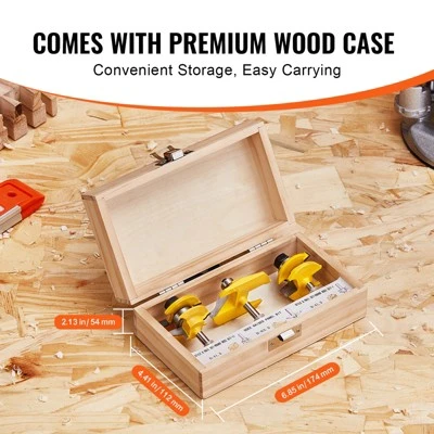 VEVOR Router Bits Set, 3 Pieces, Carbide Router Bit Kit With 1/4 Inch Shank, Wood Carrying Case, Woodworking Tools For Professional, Beige 5 VEVOR Router Bits Set, 3 Pieces, Carbide Router Bit Kit With 1/4 Inch Shank, Wood Carrying Case, Woodworking Tools For Professional, Beige - Image 5