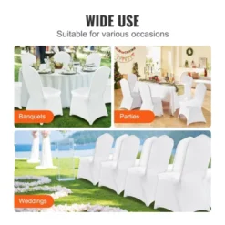 VEVOR Stretch Spandex Folding Chair Covers, Universal Fitted Arched Front Cover, Removable Washable Protective Slipcovers, (100PCS White) -Vevor GUEST 7687e257 a96d 4049 b132 df764329d906