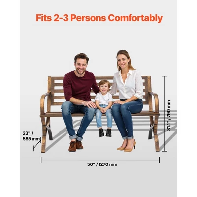 VEVOR Outdoor Bench, 50 Inch, Carbon Steel Metal Frame With Slatted Pattern Backrest And Round Edge Armrests, Weatherproof, Antique Bronze 4 VEVOR Outdoor Bench, 50 Inch, Carbon Steel Metal Frame With Slatted Pattern Backrest And Round Edge Armrests, Weatherproof, Antique Bronze - Image 4