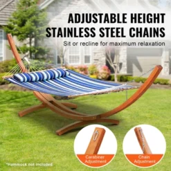 VEVOR Wooden Hammock Stand, 475 Lbs Capacity Universal 2 Person Hammock Frame Fits 9-13 Ft Hammocks, Larch Wood Arc Adjustable Stand For Hammock -Vevor GUEST 7720a58d 06d4 46c2 b205 d629ac1a29cf