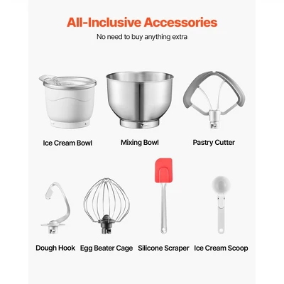 VEVOR Ice Cream Maker, 1.8 Qt. Capacity, 6-Speed Electric Stand Mixer, With LED Digital Display & Timer, Mixing Paddle, Dough Hook, Grey 3 VEVOR Ice Cream Maker, 1.8 Qt. Capacity, 6-Speed Electric Stand Mixer, With LED Digital Display & Timer, Mixing Paddle, Dough Hook, Grey - Image 3