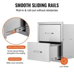 VEVOR Outdoor Kitchen Drawers 18W X 20.6H X 12.7D Inch, Flush Mount Double BBQ Drawers Stainless Steel With Handle, BBQ Island Drawers,Silver -Vevor GUEST 77e1c304 13ed 4d0c a454 e8988f490a8a