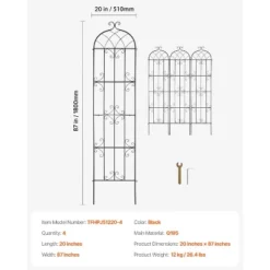 VEVOR Garden Trellis For Climbing Plants, 87 X 20 In, 4 Packs Rustproof Metal Garden Flower Trellis, Outdoor Climbing Rose Trellis Cucumbers Support 14 VEVOR Garden Trellis For Climbing Plants, 87 X 20 In, 4 Packs Rustproof Metal Garden Flower Trellis, Outdoor Climbing Rose Trellis Cucumbers Support -Vevor GUEST 77fa16d2 1c95 4452 b105 f11c6f9e02c3