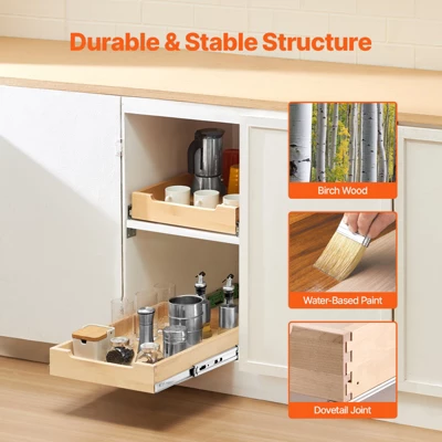 VEVOR Pull Out Cabinet Organizer, 14"W X 21"D Cabinet Drawer, Soft Close Slide Out Shelf, Heavy-Duty Sliding Wood Drawer 2 VEVOR Pull Out Cabinet Organizer, 14"W X 21"D Cabinet Drawer, Soft Close Slide Out Shelf, Heavy-Duty Sliding Wood Drawer - Image 2